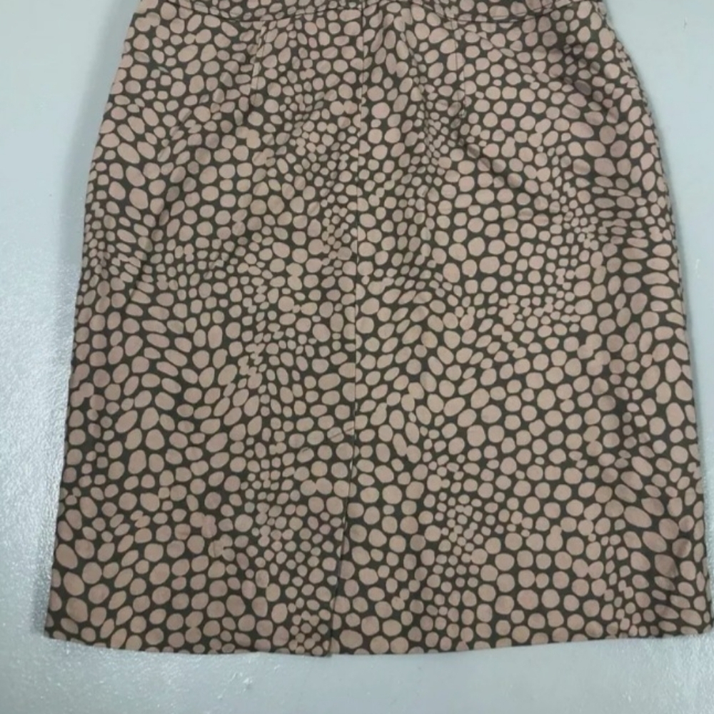 Ann Taylor Loft 4 Petite Silk Blend Brown Pink Polka Dot Pencil Career Skirt